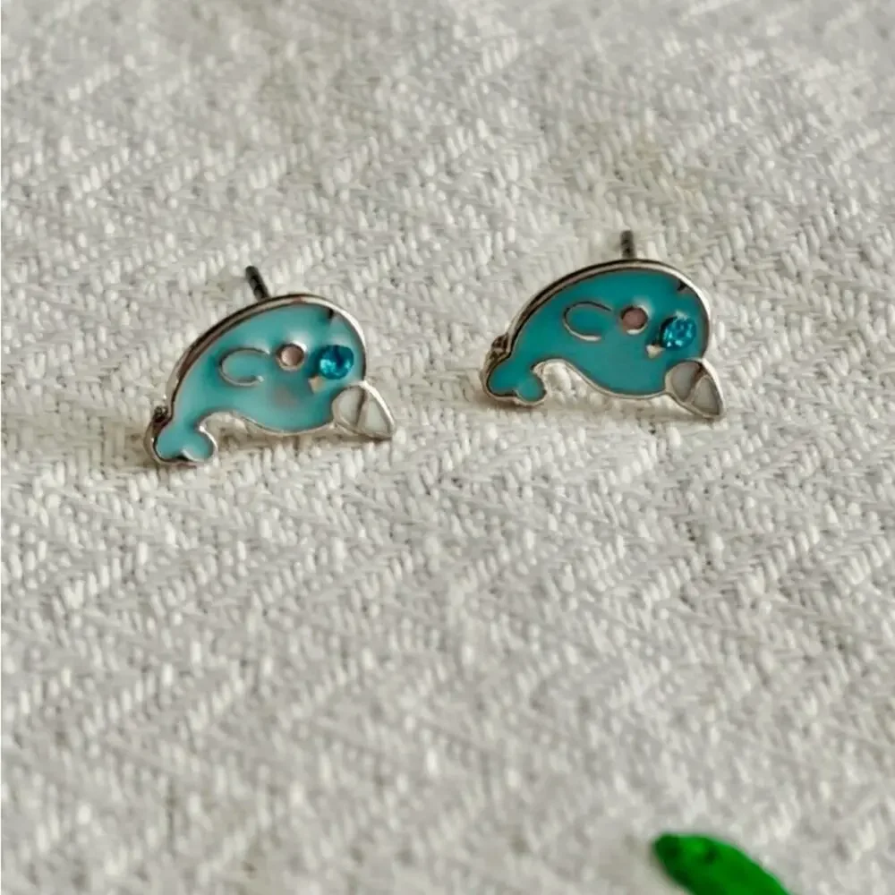 925 Silver Enamel Earrings- mini
